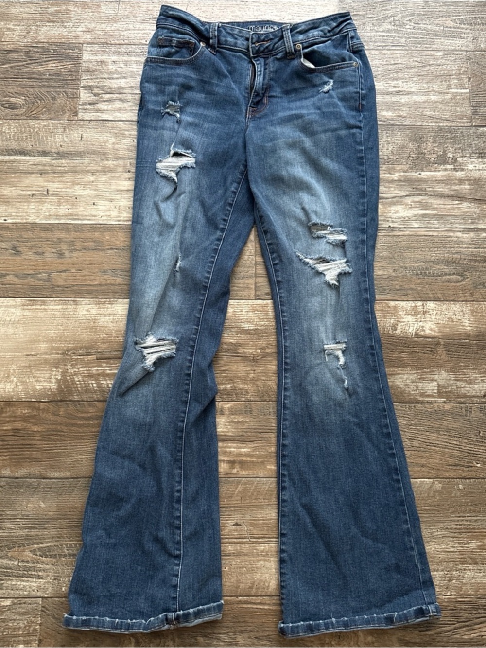 Maurices Distressed Flare Jeans - Blue